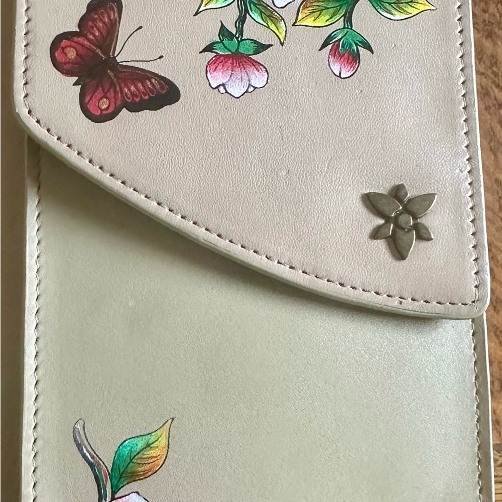 Floral and Butterfly Embellished leather Crossbody.